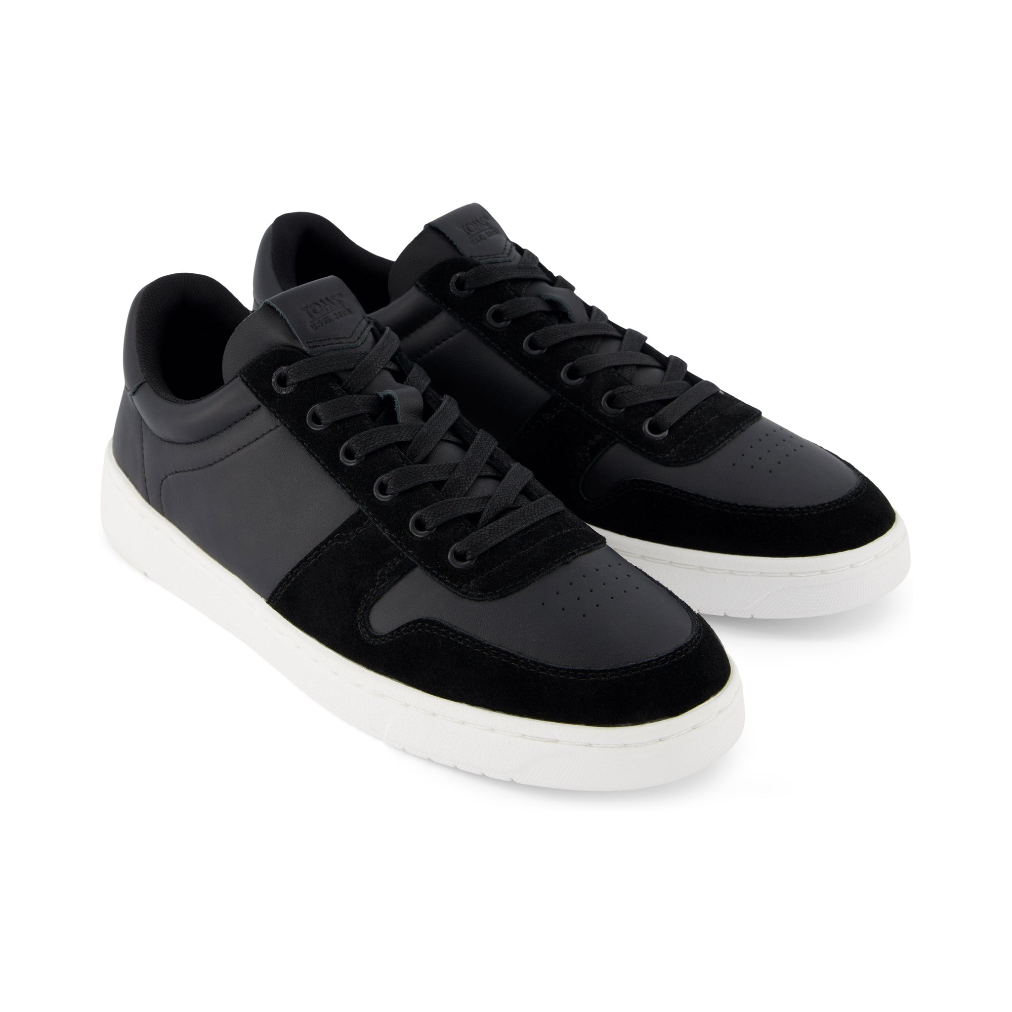 TRVL LITE Court Black Leather Sneaker Front View