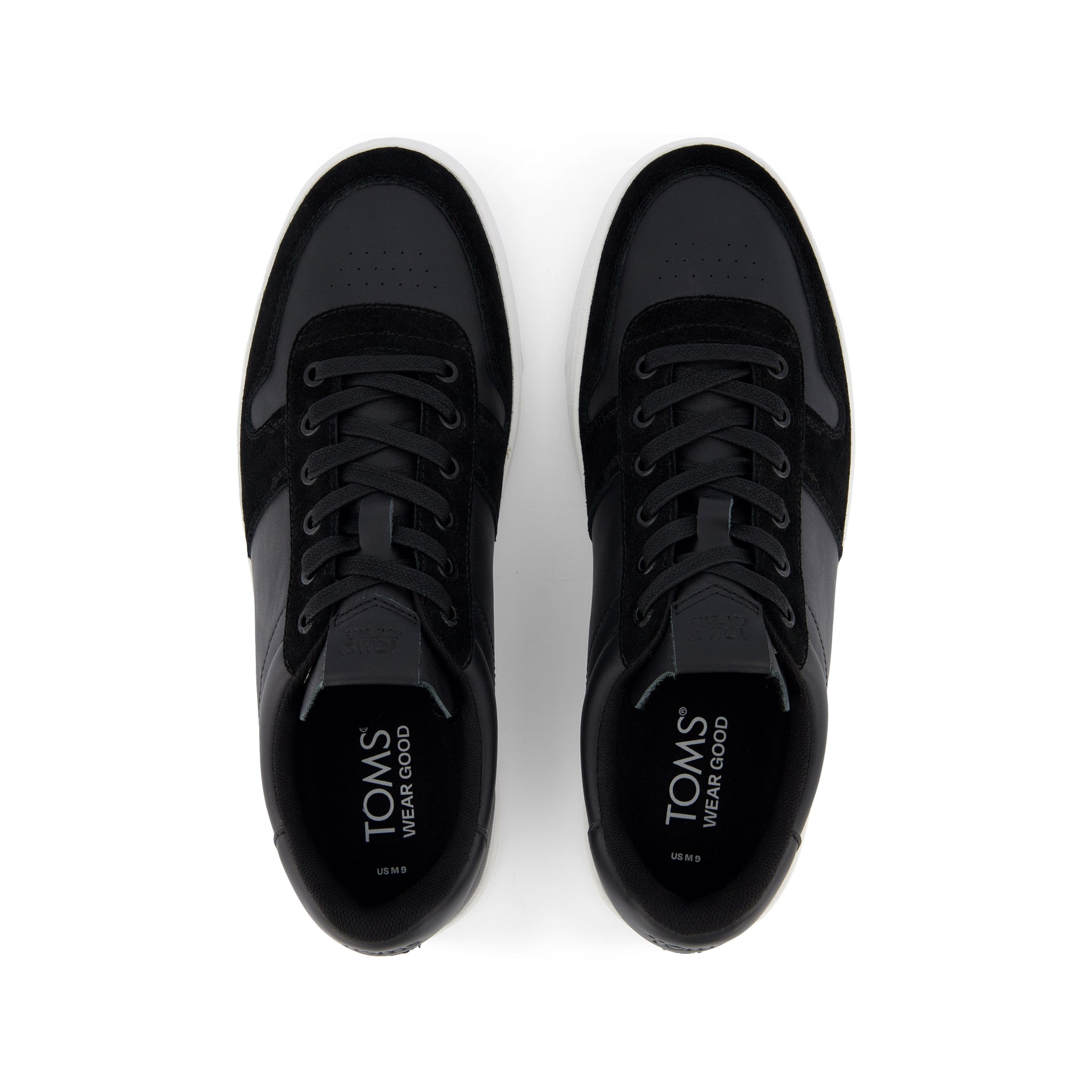 TRVL LITE Court Black Leather Sneaker Top View