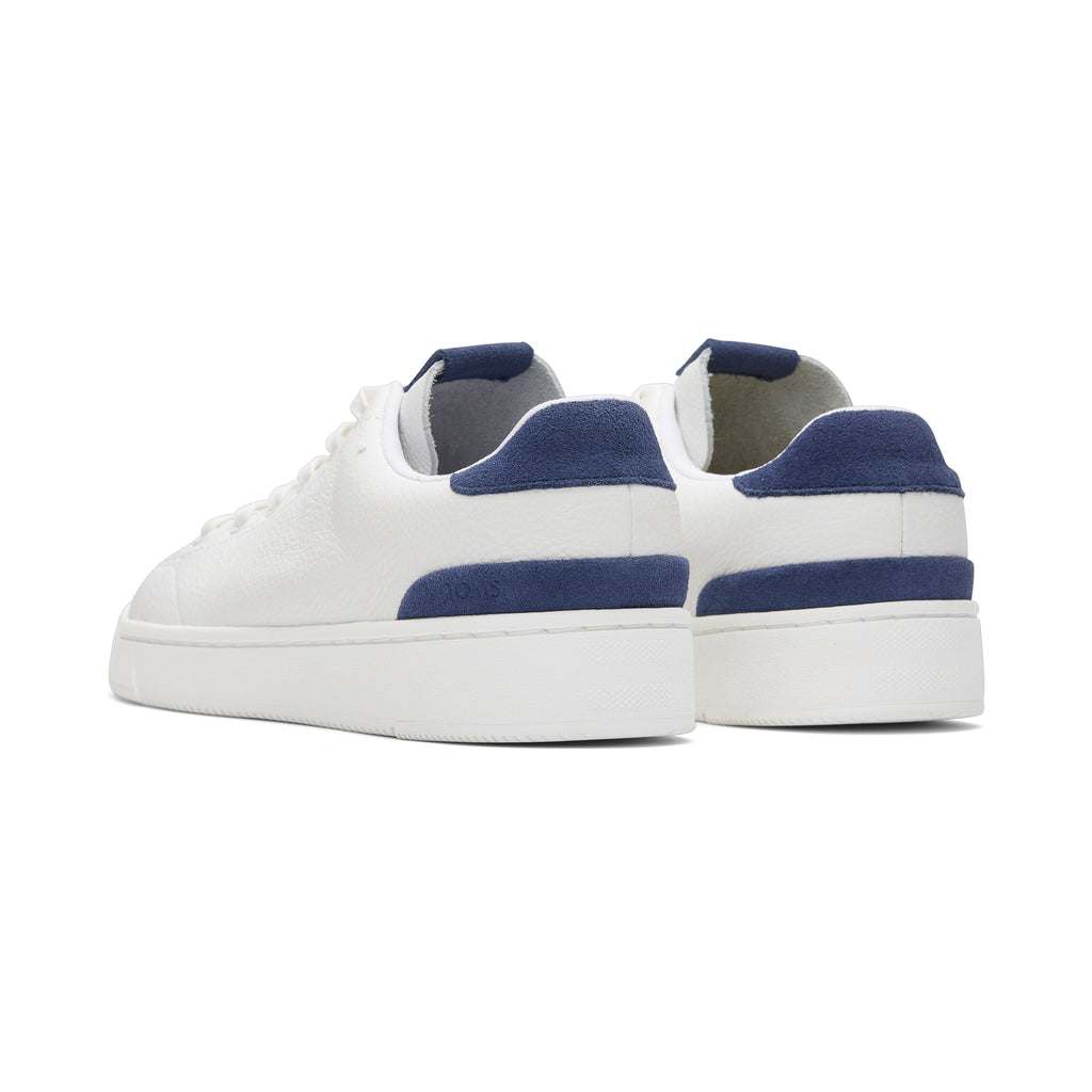 TRVL LITE White and Blue Leather Lace-Up Sneaker Back View