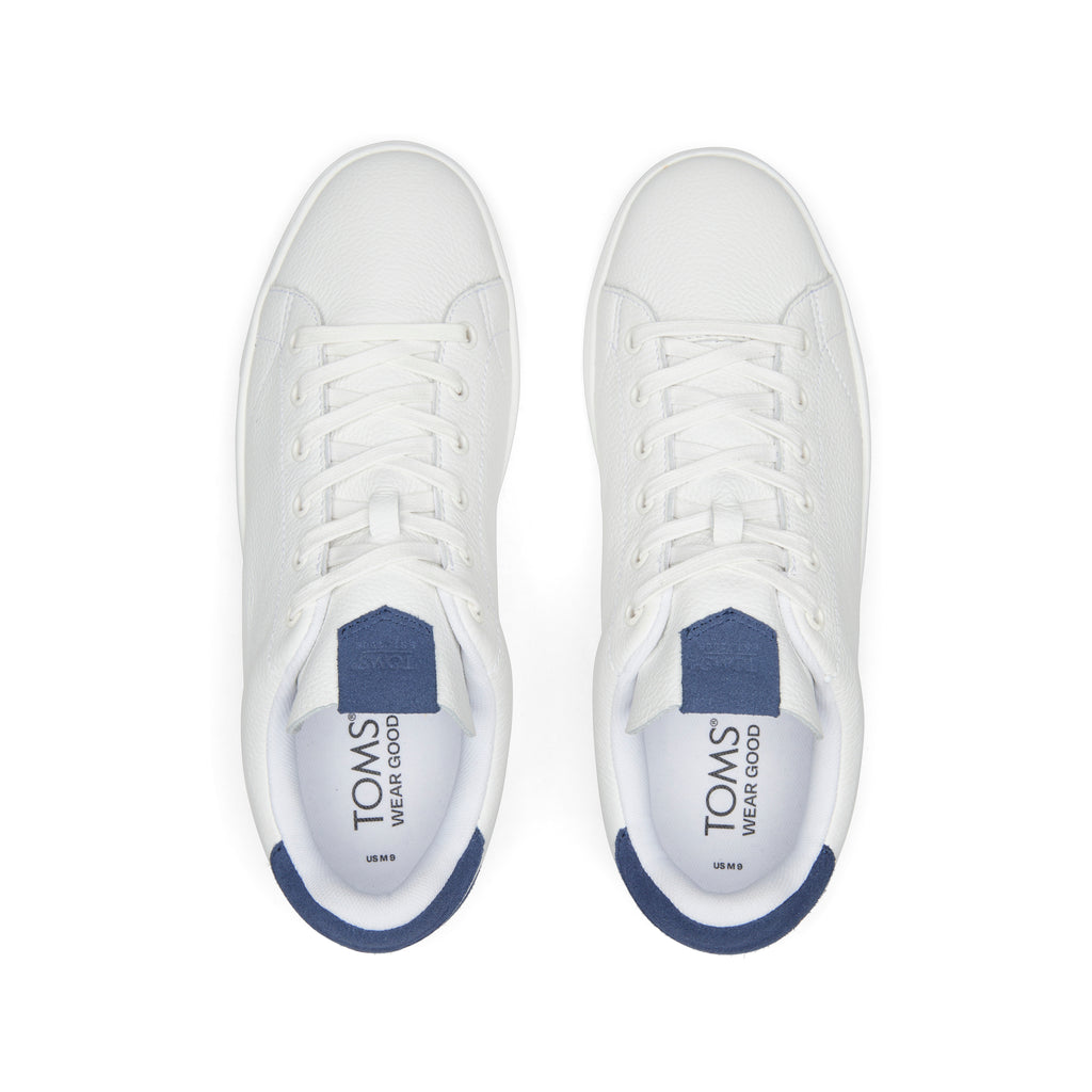 TRVL LITE White and Blue Leather Lace-Up Sneaker Top View