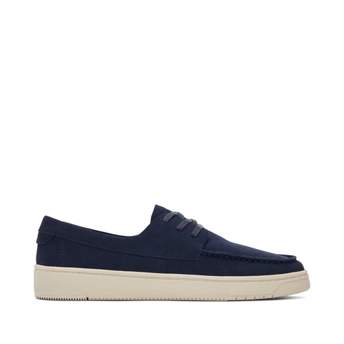 TRVL LITE London Navy Suede Loafer Side View