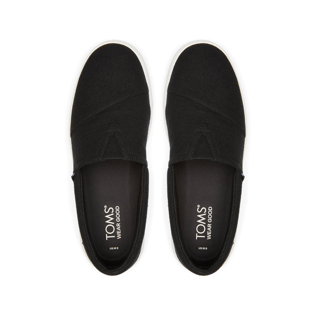 TRVL LITE Alpargata Black Slip On Sneaker Top View