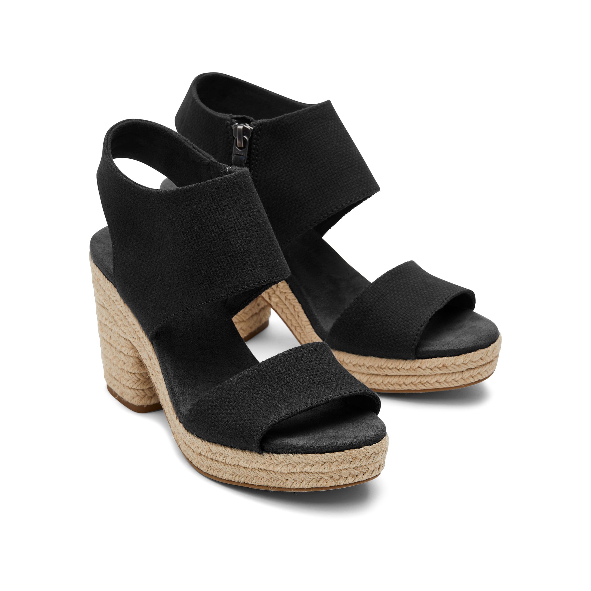 Majorca Rope Black Platform Sandal Front View