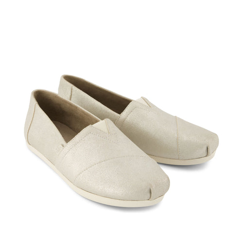 Alpargata Champagne Metallic Suede Front View