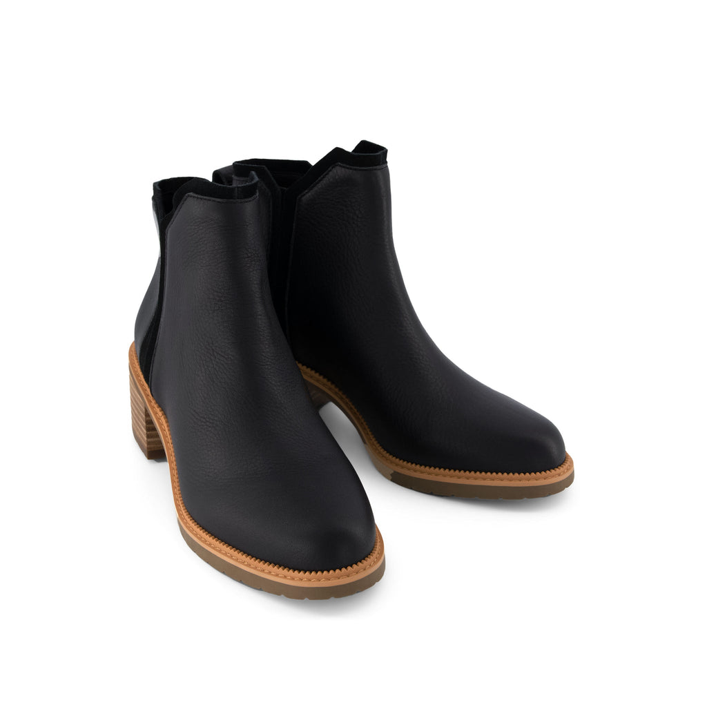 Hailey Heeled Boot - Water Resistant Black Leather Front View