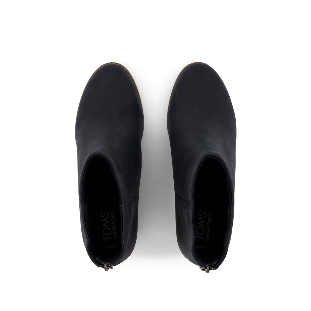 Casey Wedge Boot - Black Leather Top View