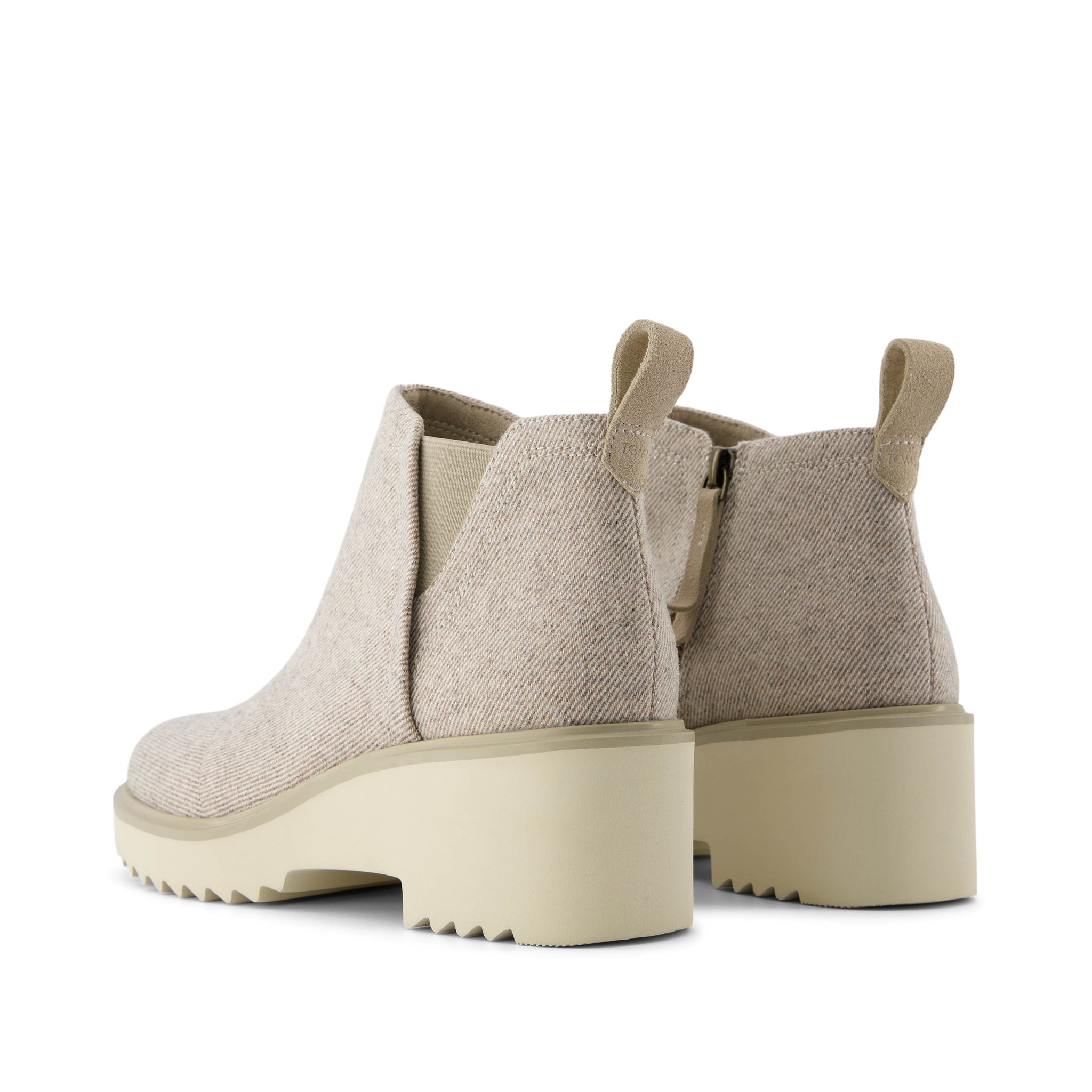Maude Natural Shimmer Twill Wedge Boot Back View