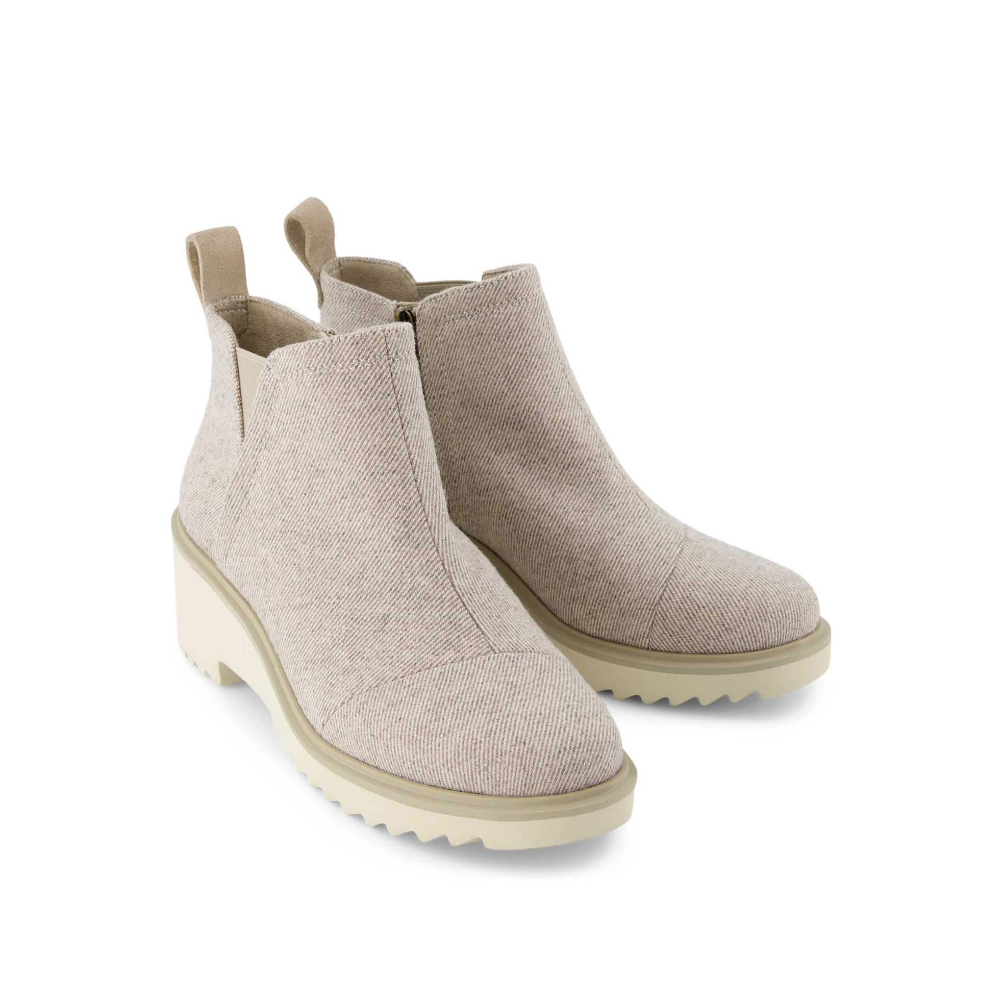 Maude Natural Shimmer Twill Wedge Boot Front View