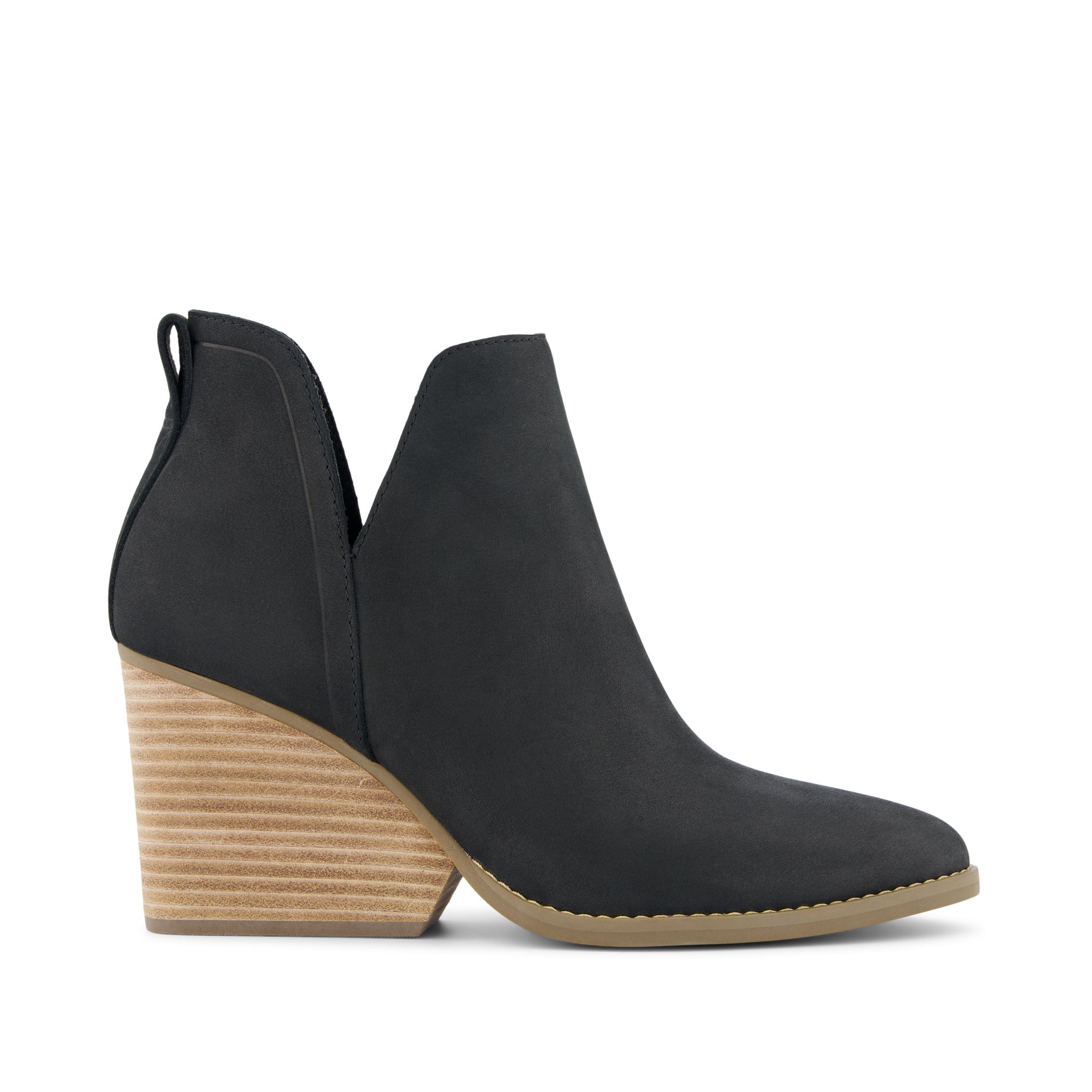 Eliza Heeled Boot - Black Nubuck Leather Side View