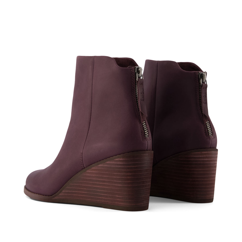 Casey Wedge Boot - Blackberry Leather Back View