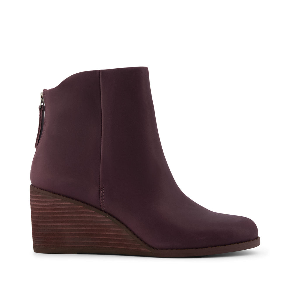 Casey Wedge Boot - Blackberry Leather Side View
