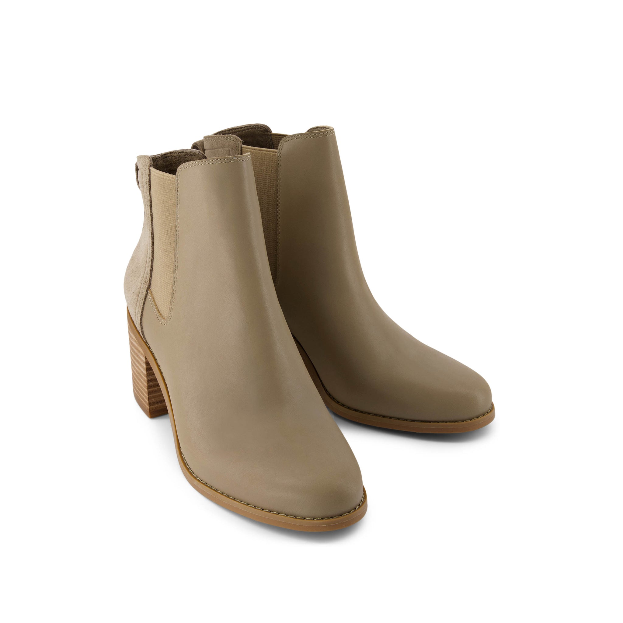 Evelyn Chelsea Heeled Boot - Dune Leather Suede Front View