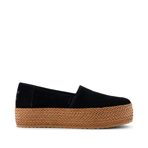 Valencia Black Suede Espadrille Platform Espadrille Side View