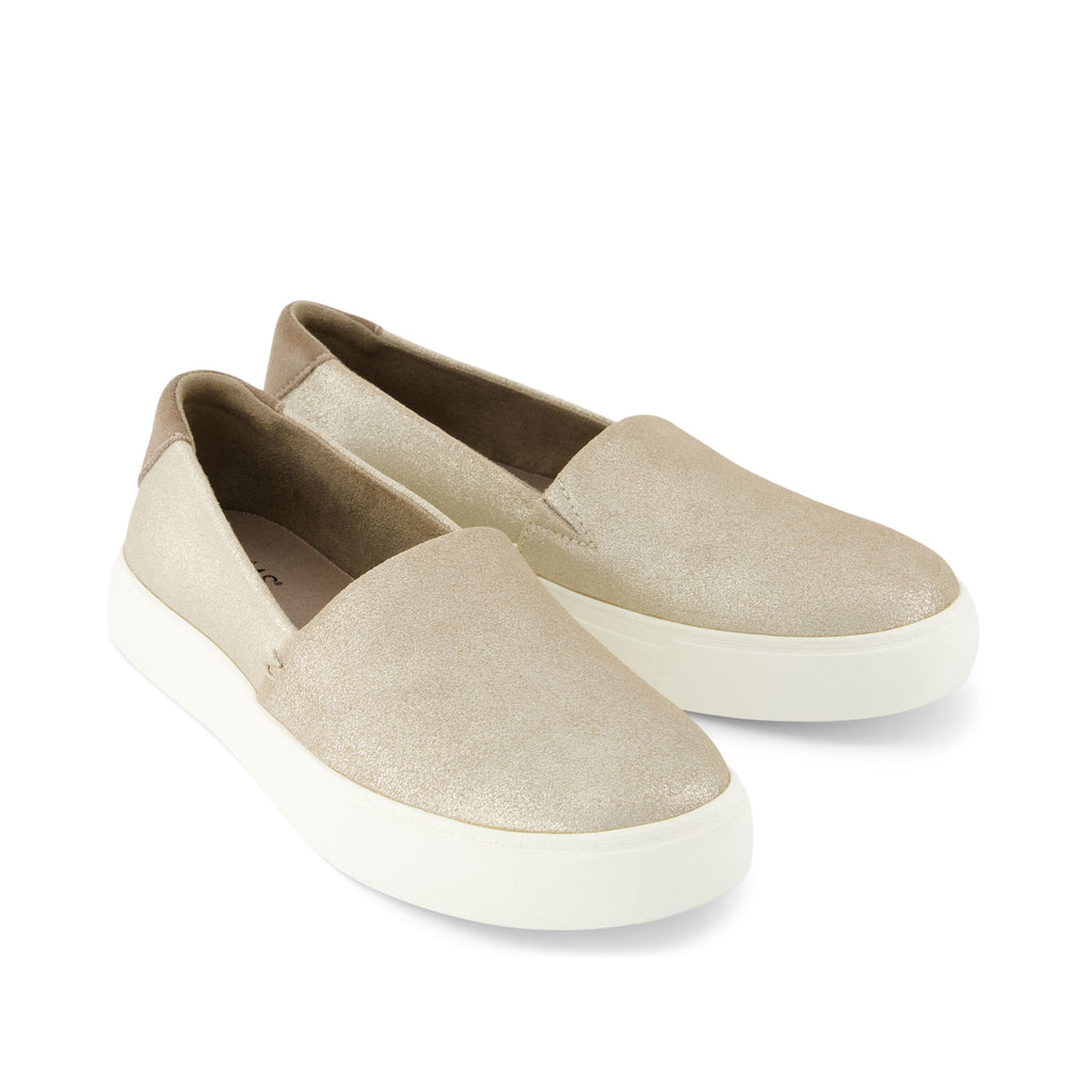 Kameron Slip On Sneaker - Champagne Metallic Suede Front View