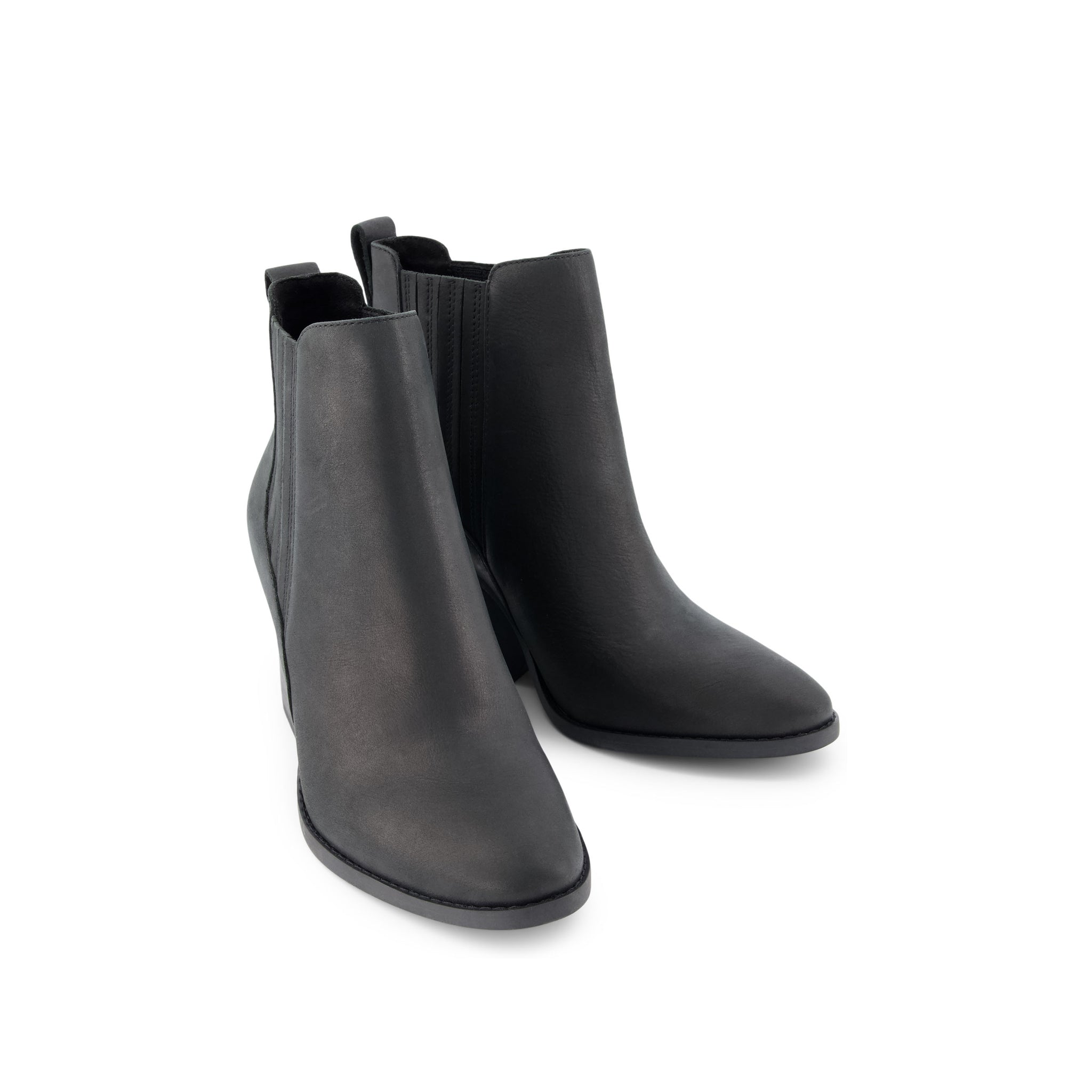 Noa Ankle Boot - All Black Leather Front View