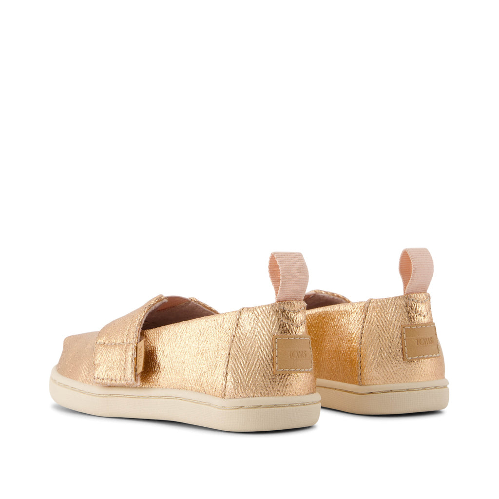 Alpargata Toddler Shoe - Rose Gold Metallic Herringbone Back View