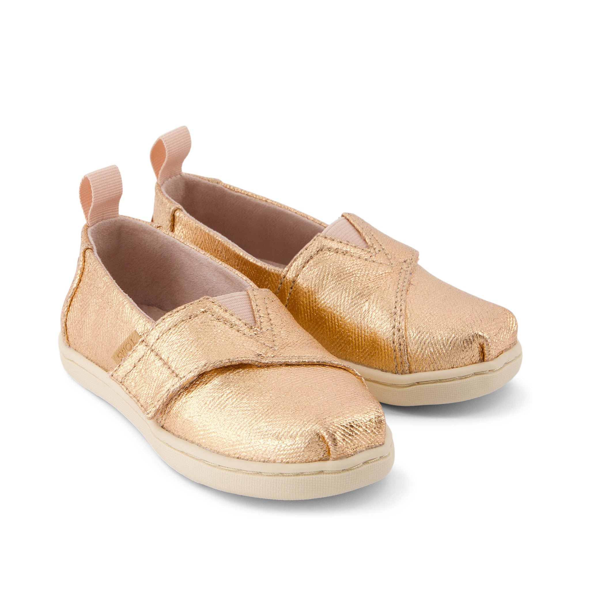 Alpargata Toddler Shoe - Rose Gold Metallic Herringbone Front View