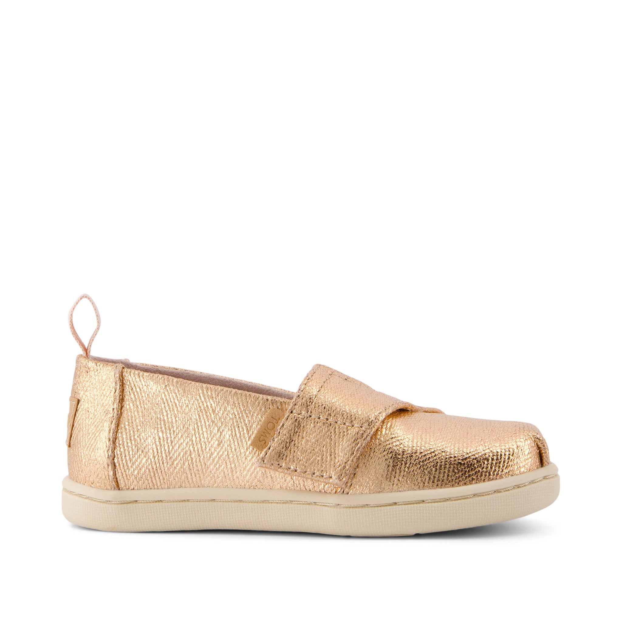 Alpargata Toddler Shoe - Rose Gold Metallic Herringbone Side View