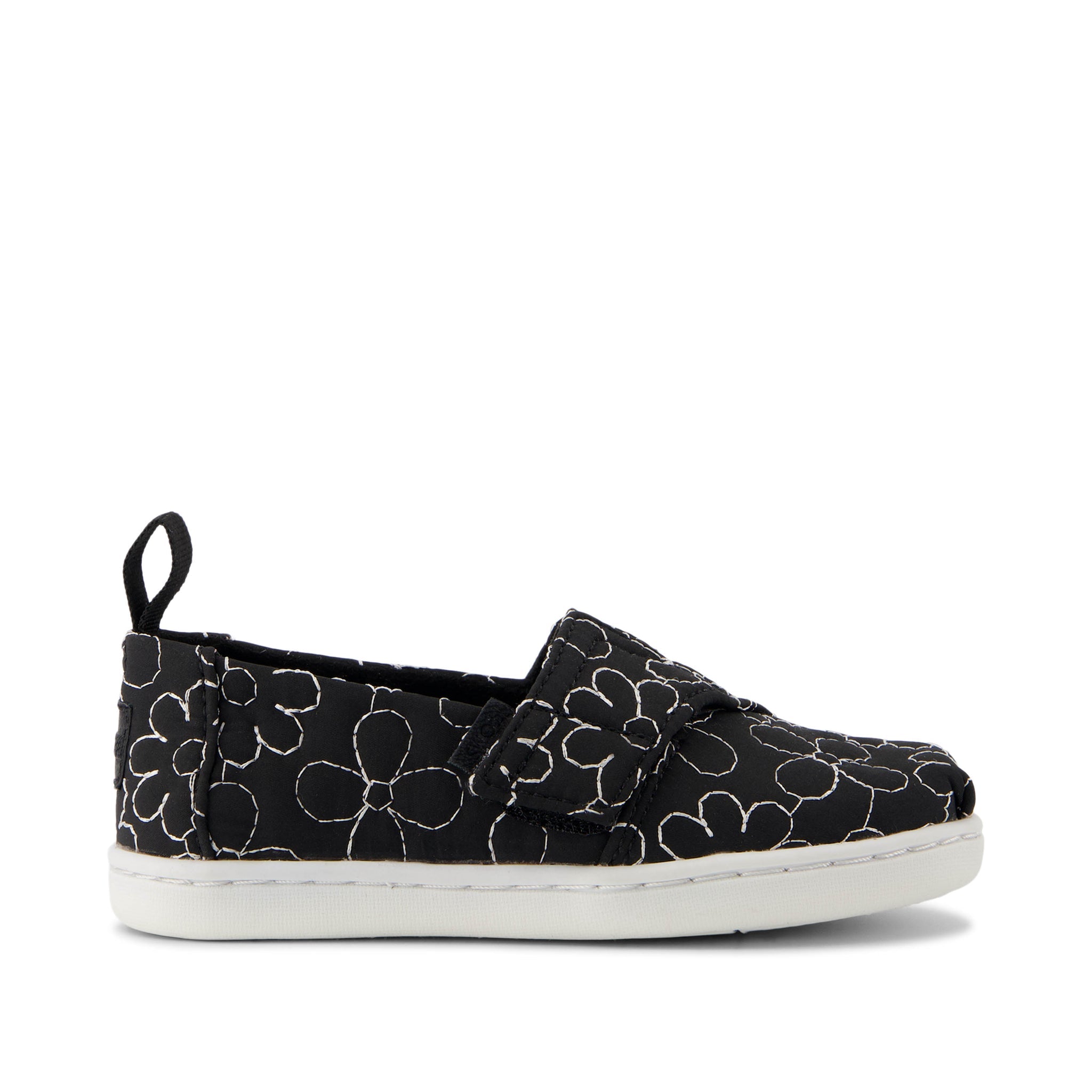 Alpargata Black Quilted Daisy Toddler Shoe Side View