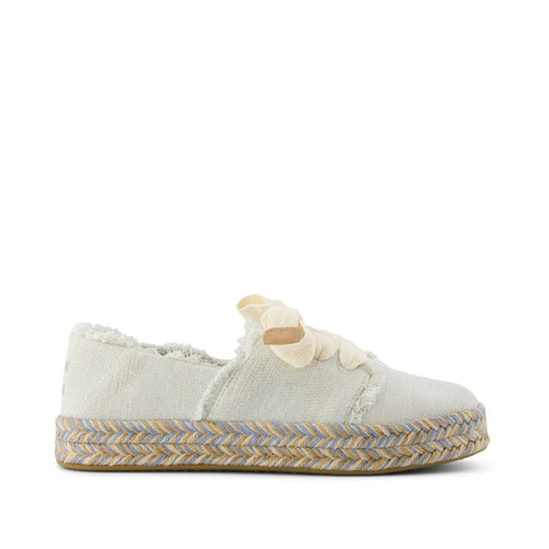Carolina Lace-Up Espadrille - White Onyx Textured Denim Side View