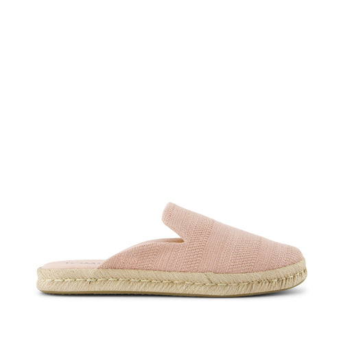 Santiago Mule Espadrille - Pale Rose Metallic Linen Stripe Side View