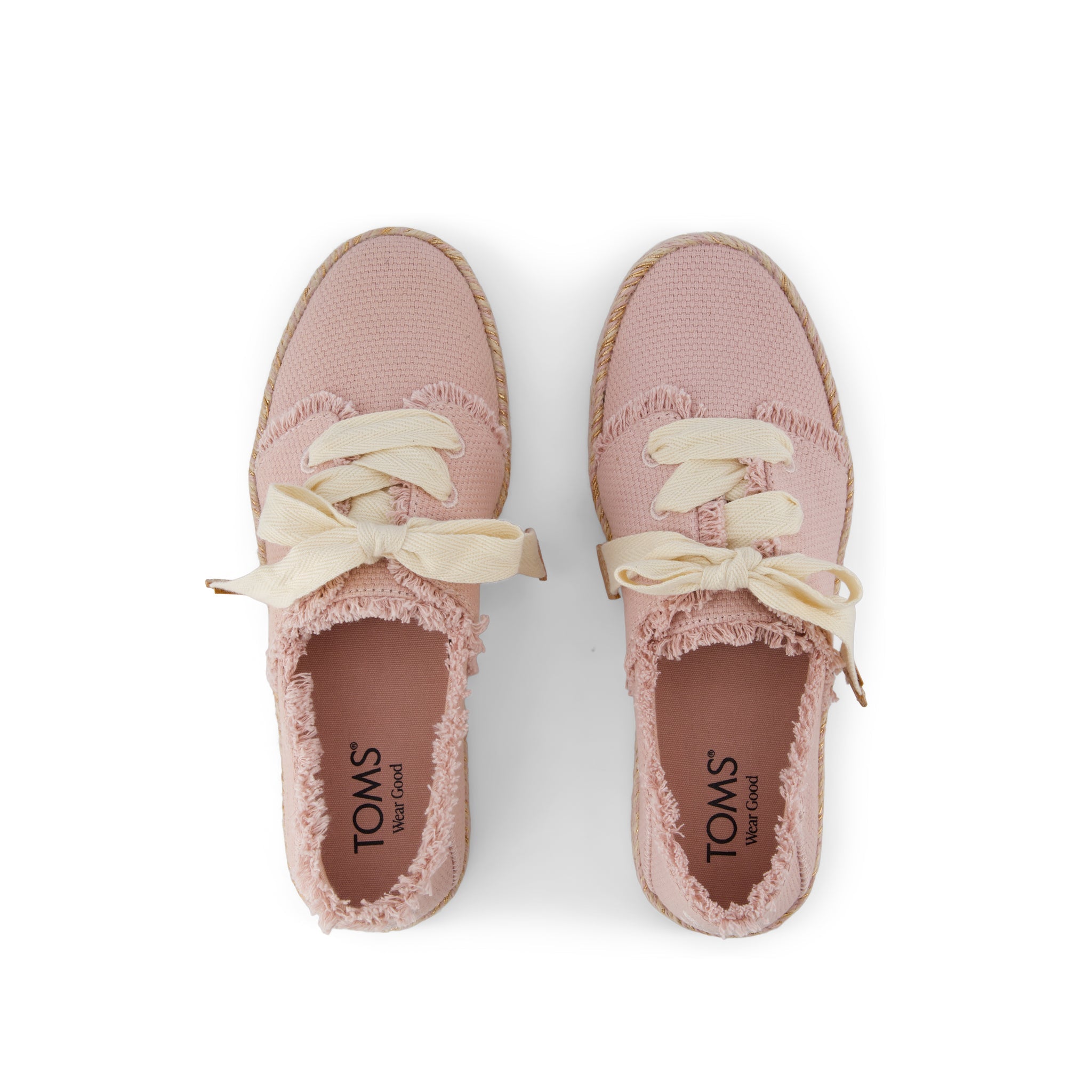 Carolina Lace-Up Espadrille - Pale Rose Beachside Woven Top View