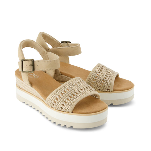 Diana Wedge Sandal - Champagne Metallic Basket Weave Front View