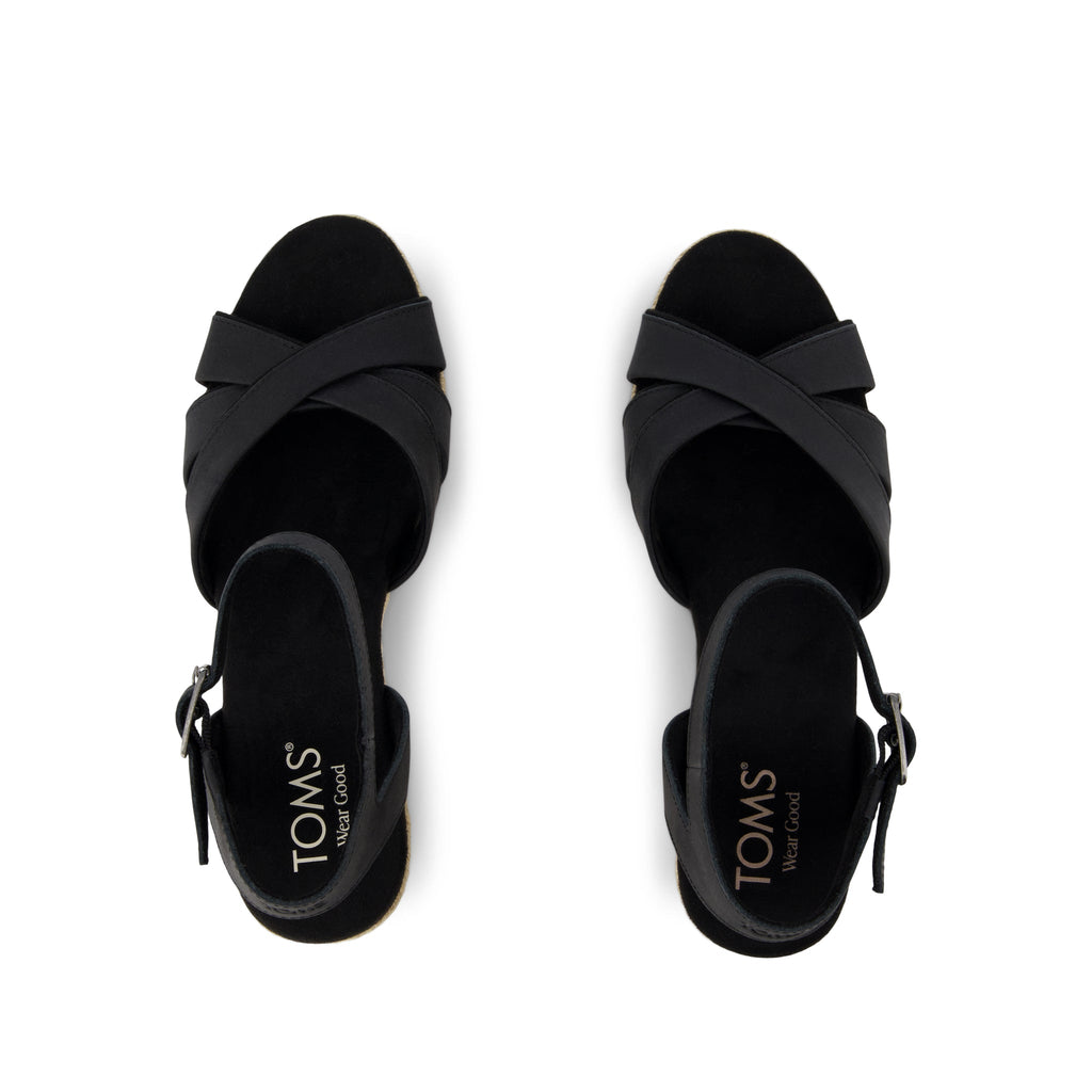 Majorca Rope Strappy Platform Sandal - Black Leather Top View