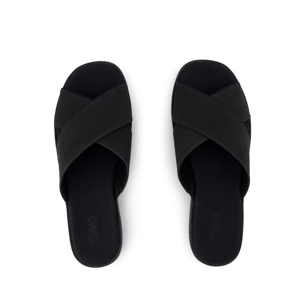 Mae Crossover Slide Sandal - Black Leather Top View