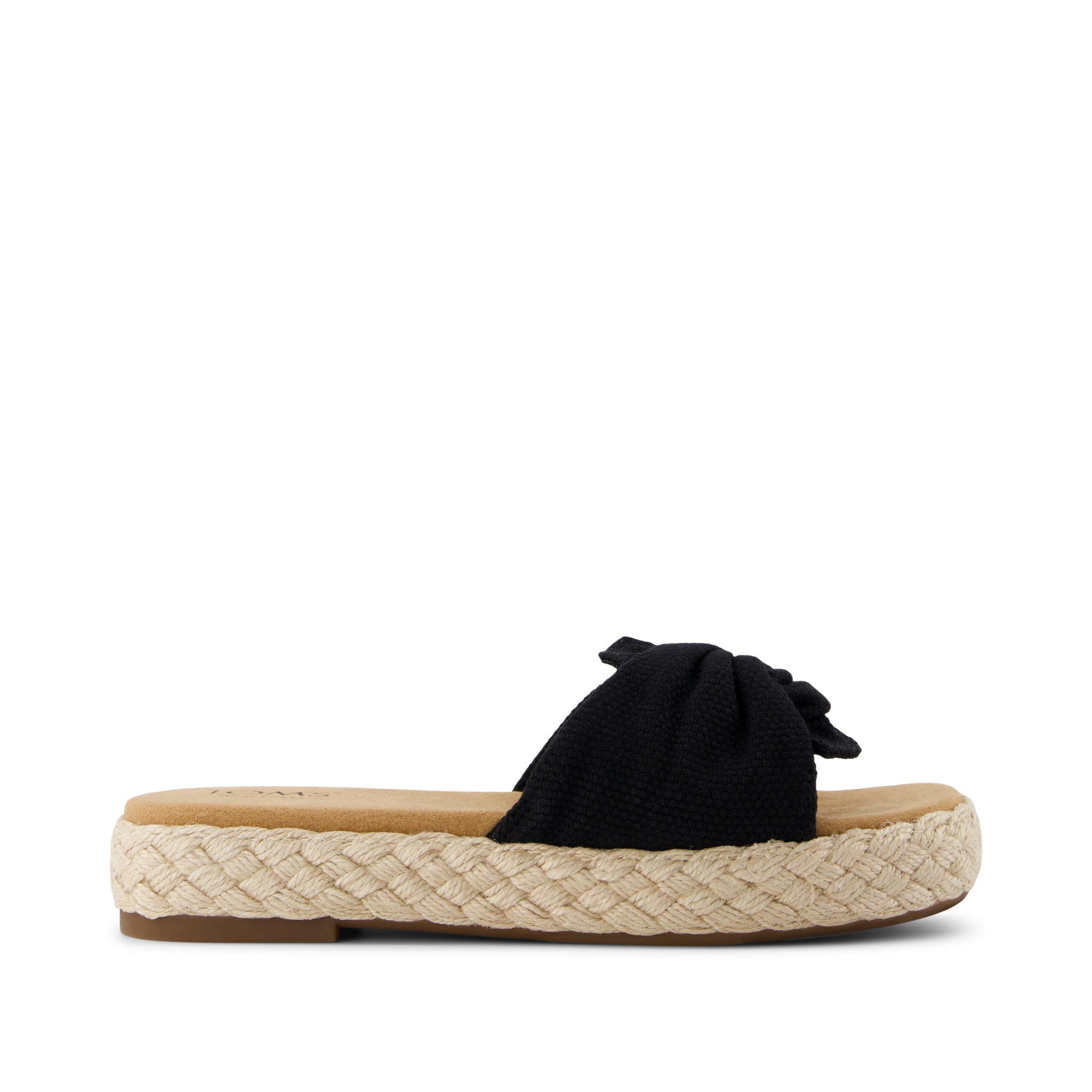 Abby Slide Flatform Espadrille Sandal - Black Beachside Woven Side View