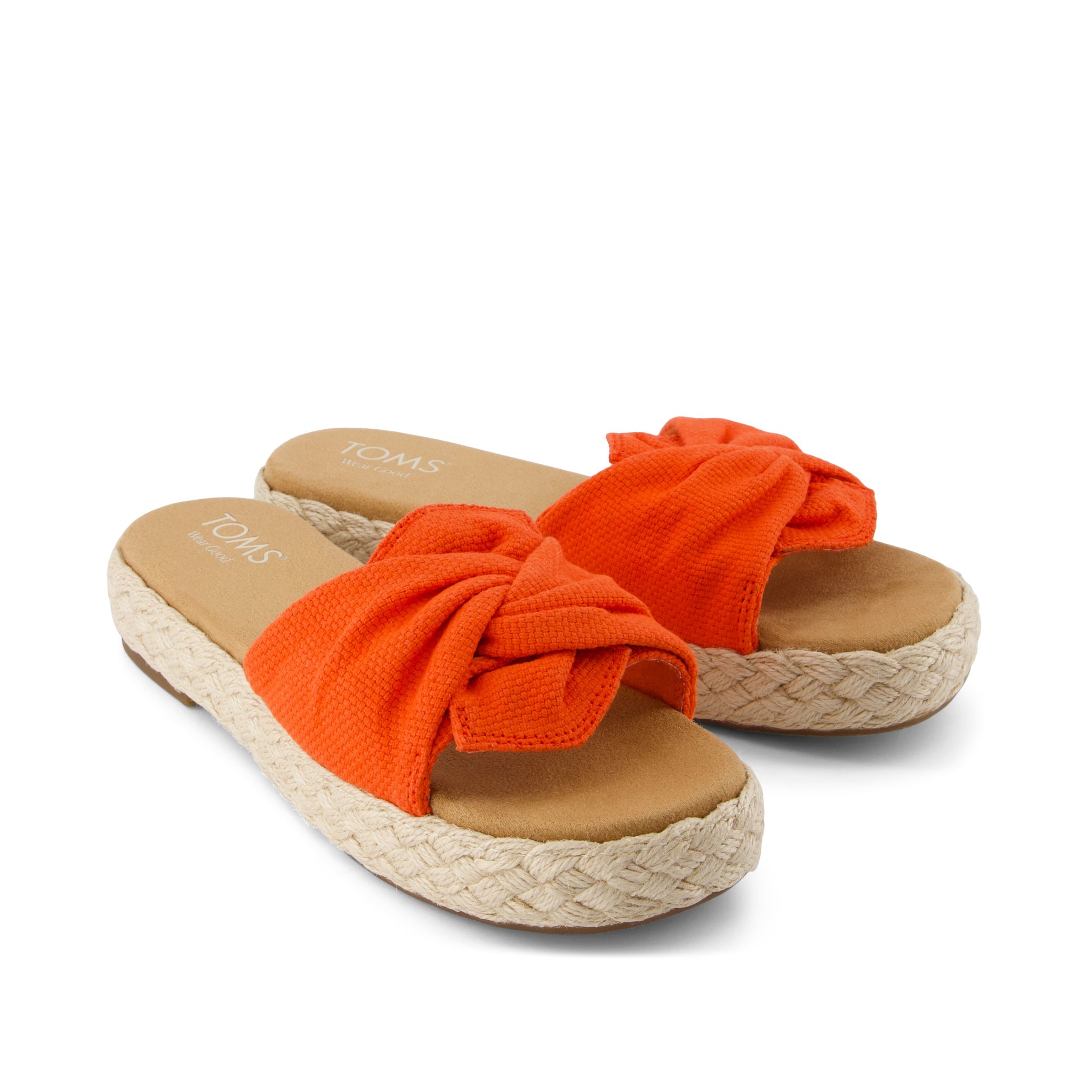 Abby Slide Flatform Espadrille Sandal - Flame Beachside Woven Front View