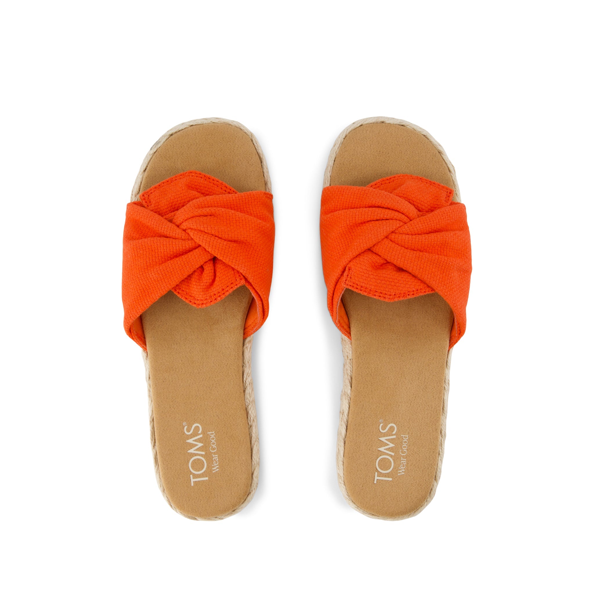 Abby Slide Flatform Espadrille Sandal - Flame Beachside Woven Top View