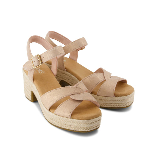 Isla Heeled Sandal - Pale Rose Metallic Suede Front View