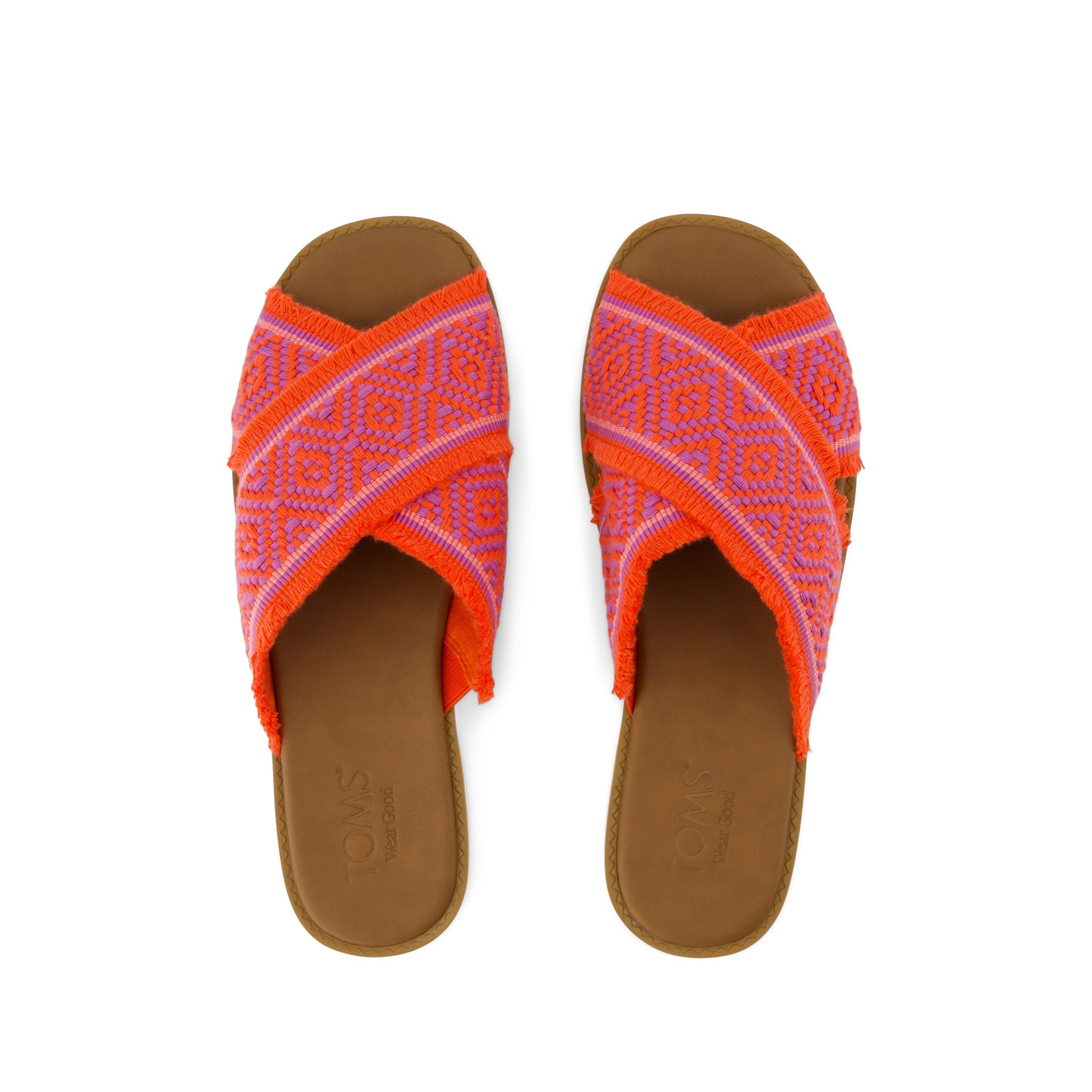 Mae Crossover Slide Sandal - Flame Global Woven Top View