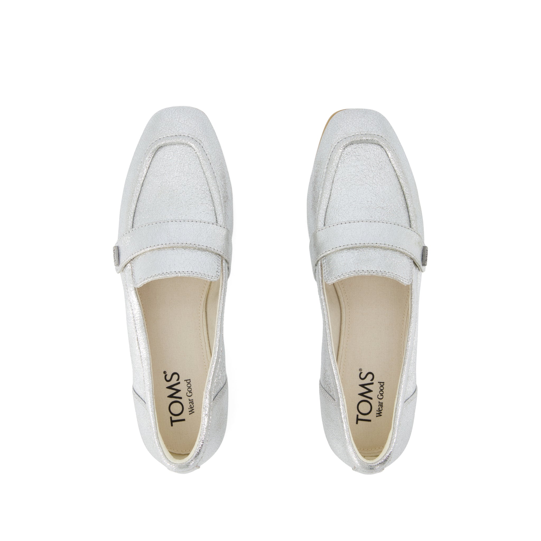 Lynette Loafer - Silver Crinkle Leather Top View