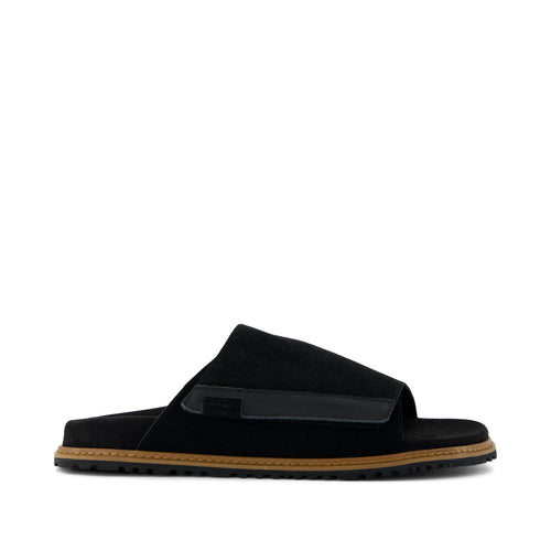 Danilo Slide Sandal - Black Perforated Suede Side View