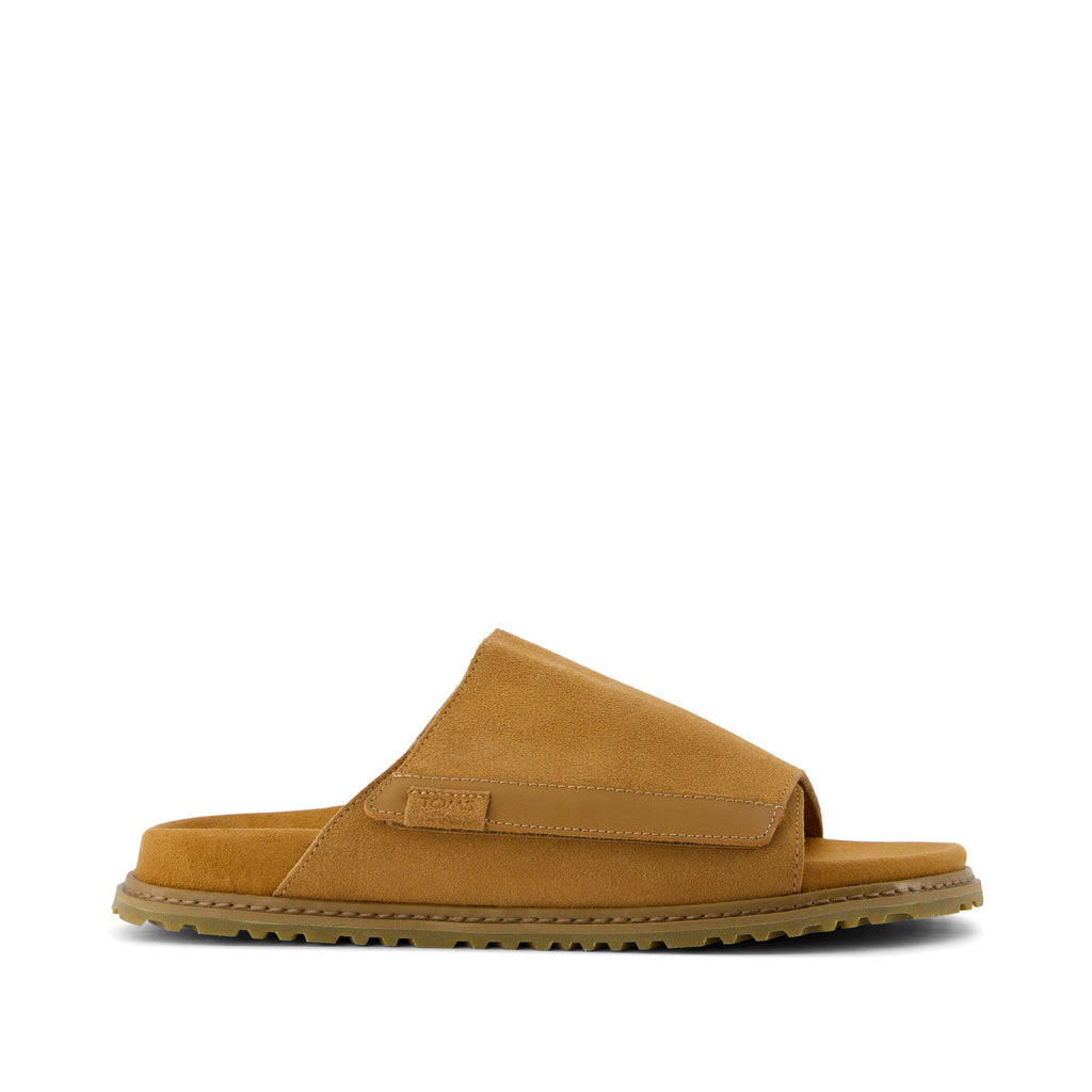 Danilo Slide Sandal - Tan Suede Side View
