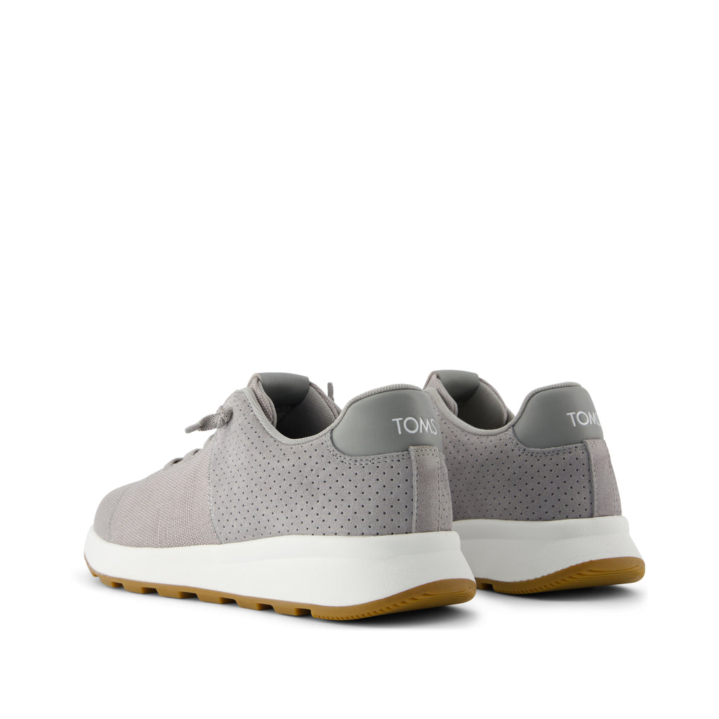 TRVL LITE Cabrillo Sneaker - Water Repellent Drizzle Grey Legacy Canvas and Perforated Suede Back View