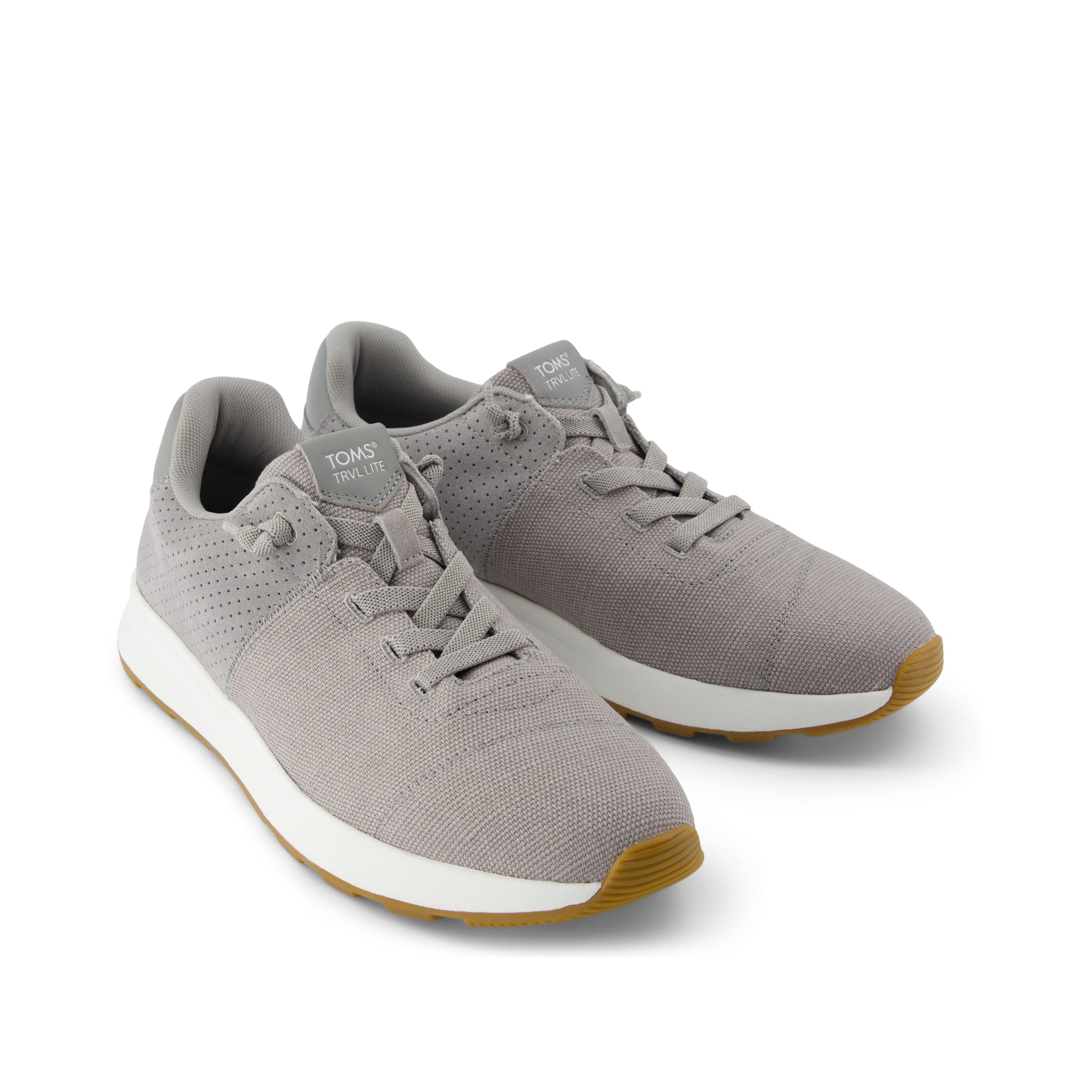 TRVL LITE Cabrillo Sneaker - Water Repellent Drizzle Grey Legacy Canvas and Perforated Suede Front View