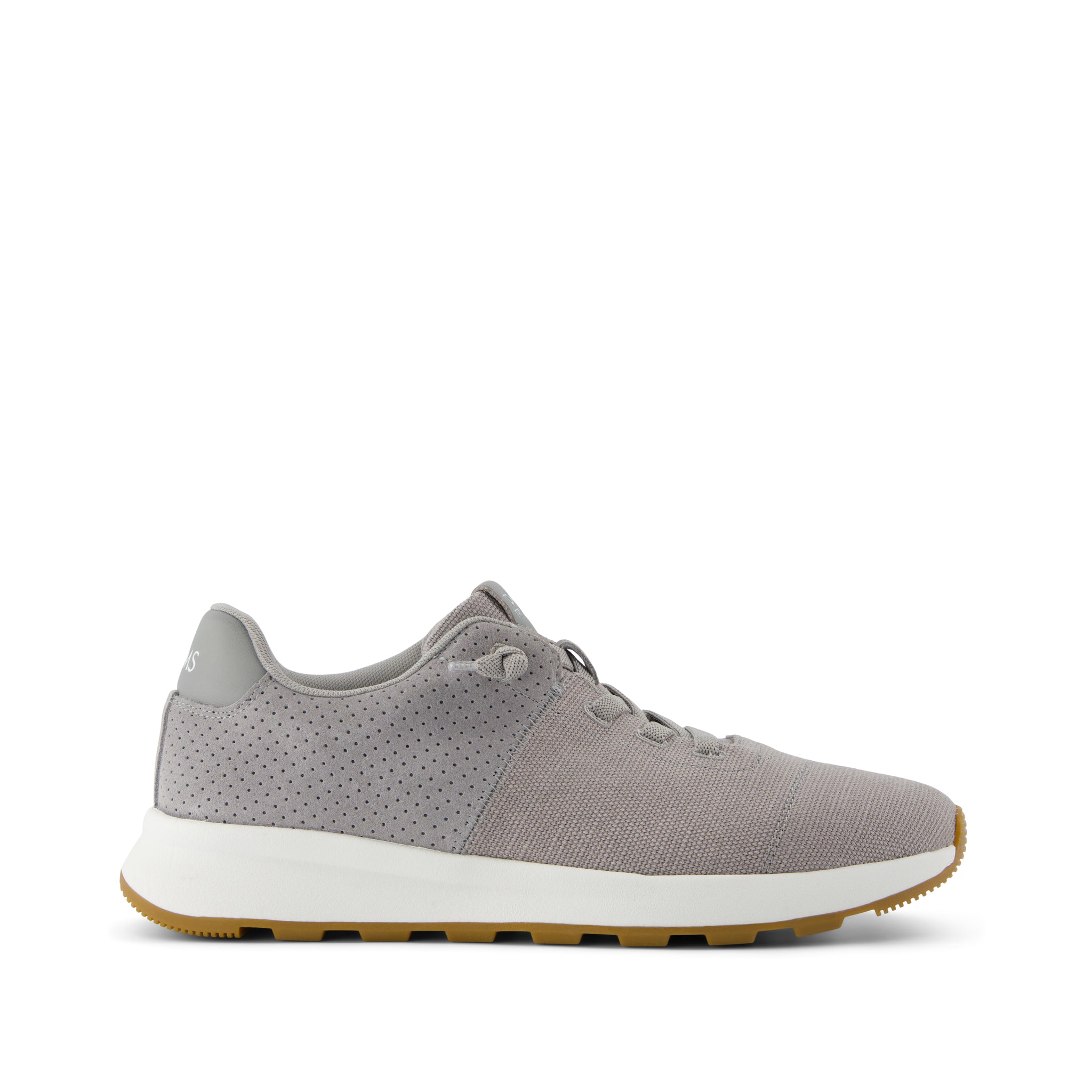 TRVL LITE Cabrillo Sneaker - Water Repellent Drizzle Grey Legacy Canvas and Perforated Suede Side View
