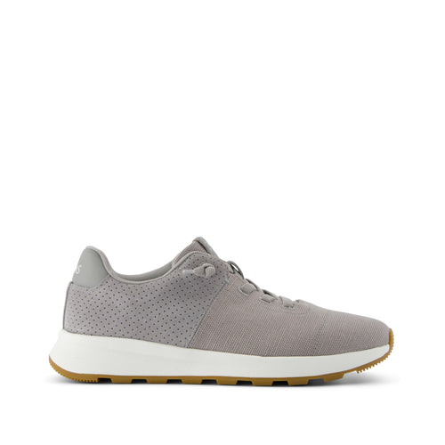TRVL LITE Cabrillo Sneaker - Water Repellent Drizzle Grey Legacy Canvas and Perforated Suede Side View