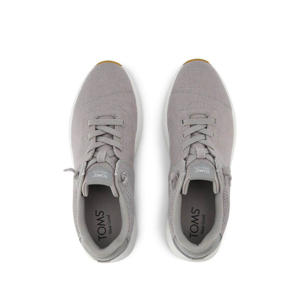 TRVL LITE Cabrillo Sneaker - Water Repellent Drizzle Grey Legacy Canvas and Perforated Suede Top View