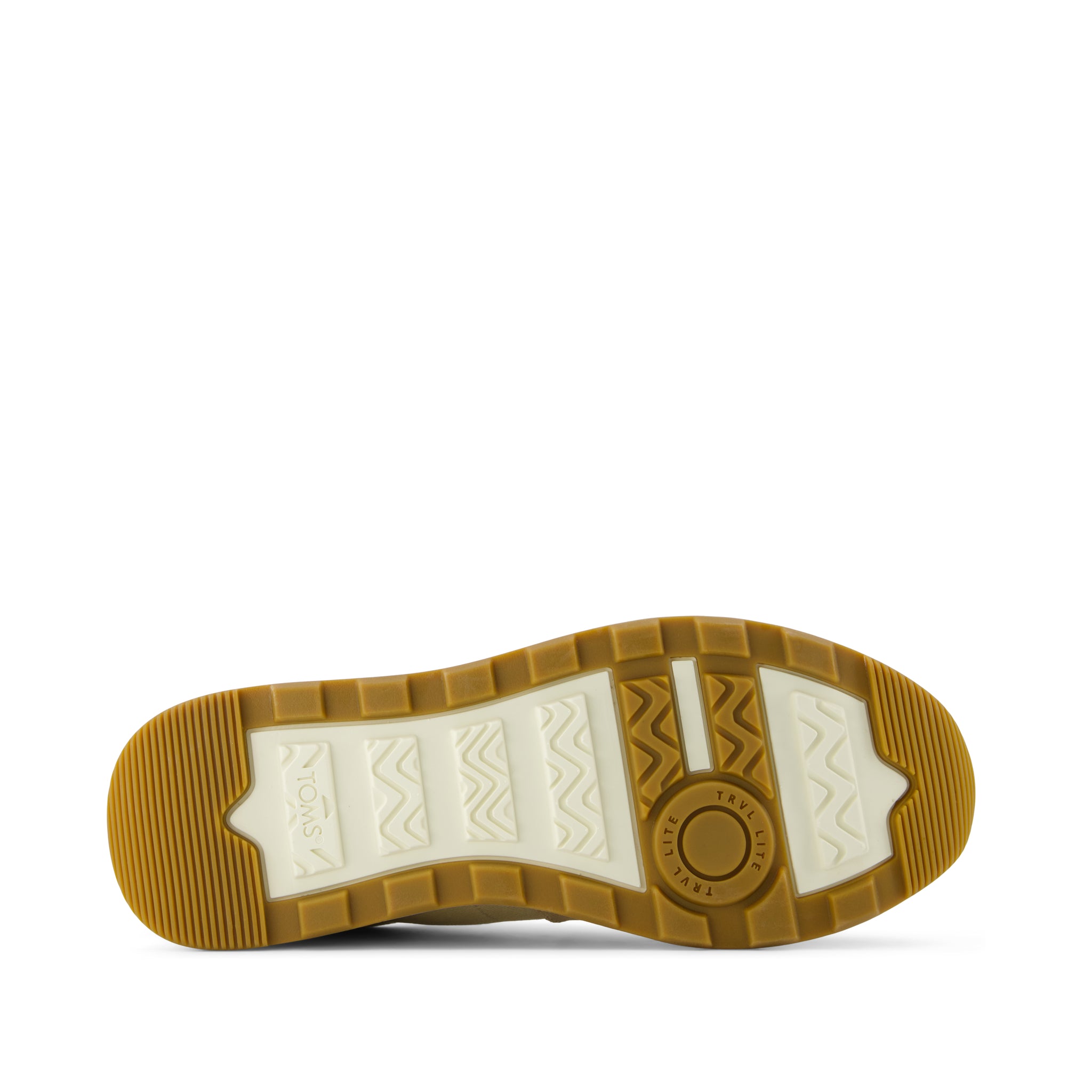 TRVL LITE Retro Runner Sneaker -  Water Repellent Almond Vintage Twill and  Leather Bottom Sole View