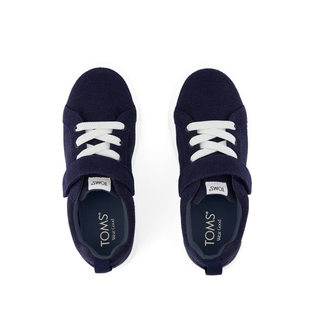 Cruz Lace-Up Kids Sneaker - Navy Heritage Canvas Top View