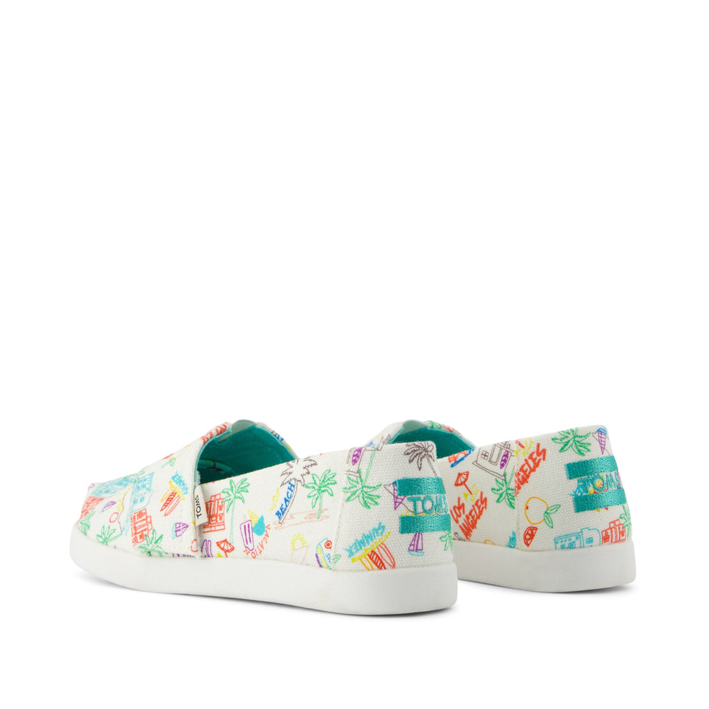 Alpargata Classic Kids Shoe - Marshmallow White Sketchbook Print Back View