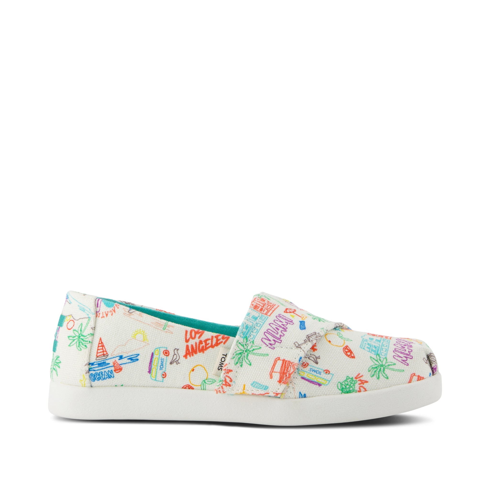 Alpargata Classic Kids Shoe - Marshmallow White Sketchbook Print Side View