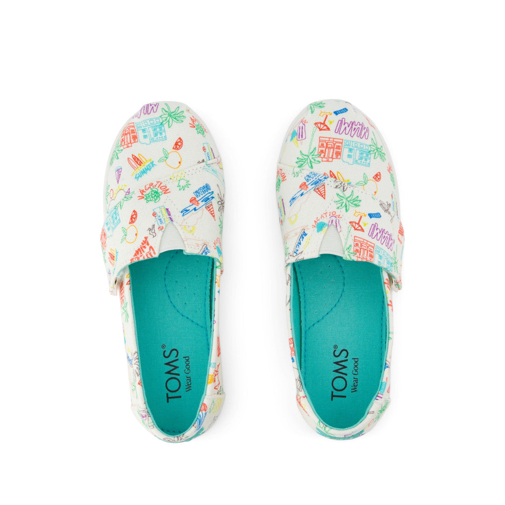 Alpargata Classic Kids Shoe - Marshmallow White Sketchbook Print Top View