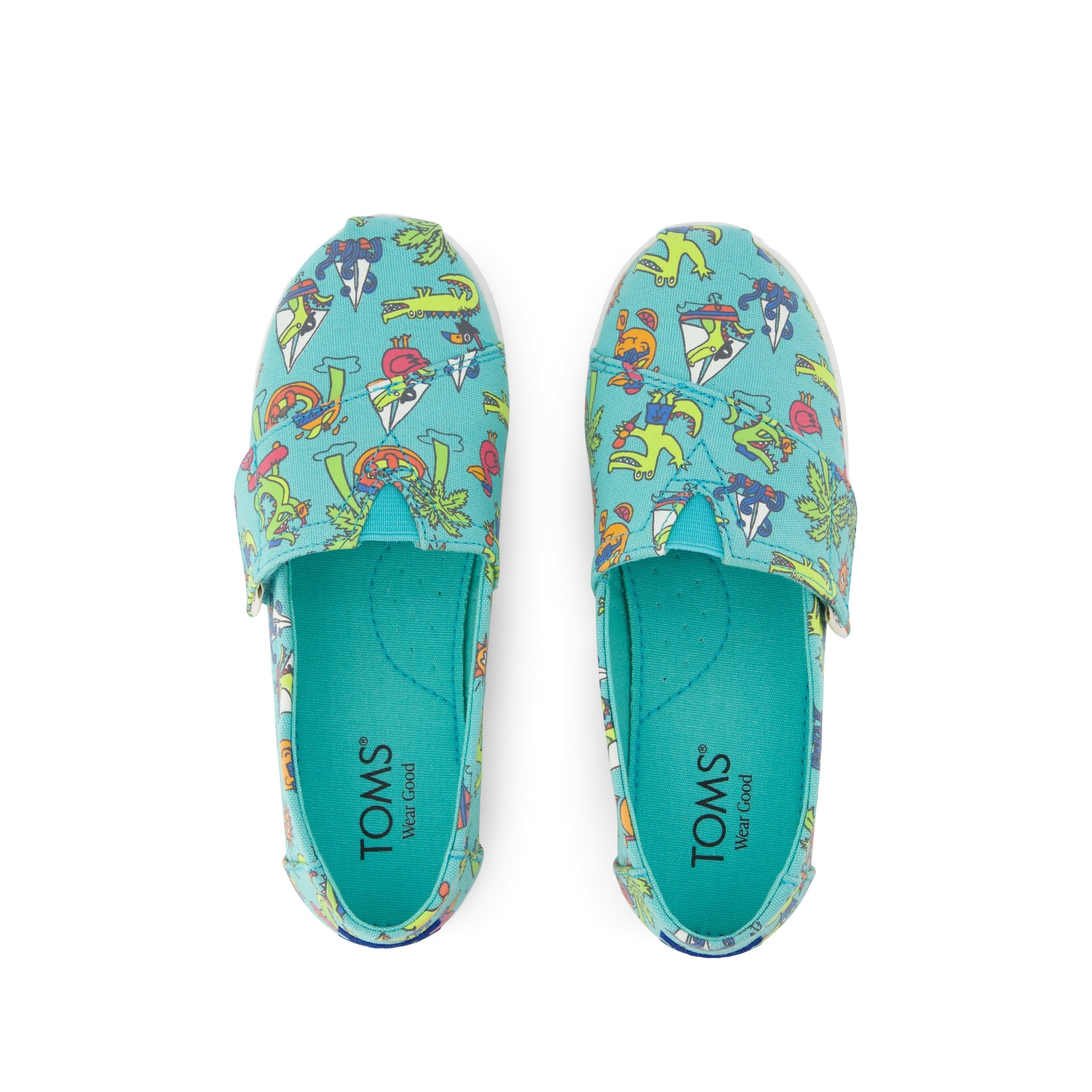 Alpargata Classic Kids Shoe - Aqua Glow in the Dark Miami Alligators Top View