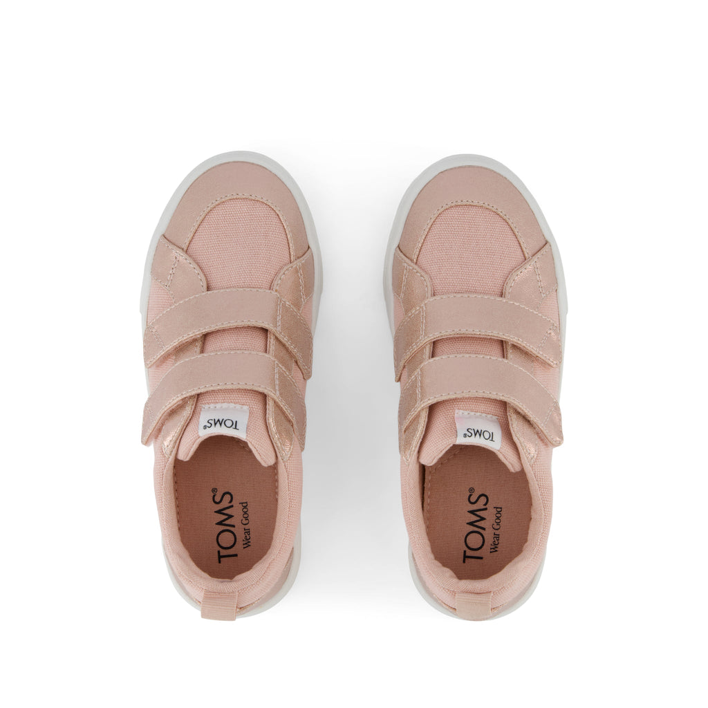 Cruz Double Strap Pale Rose Metallic Pu Kids Sneaker