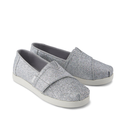 Alpargata Classic Kids Shoe - Silver Iridescent Glimmer Front View